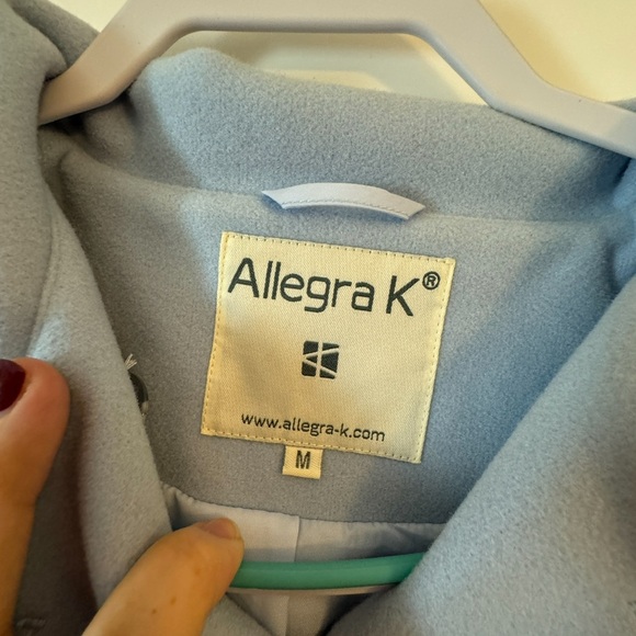 Pastel Blue Mid-Length Peter Pan Collar Pea Coat Allegra K - Picture 5 of 6